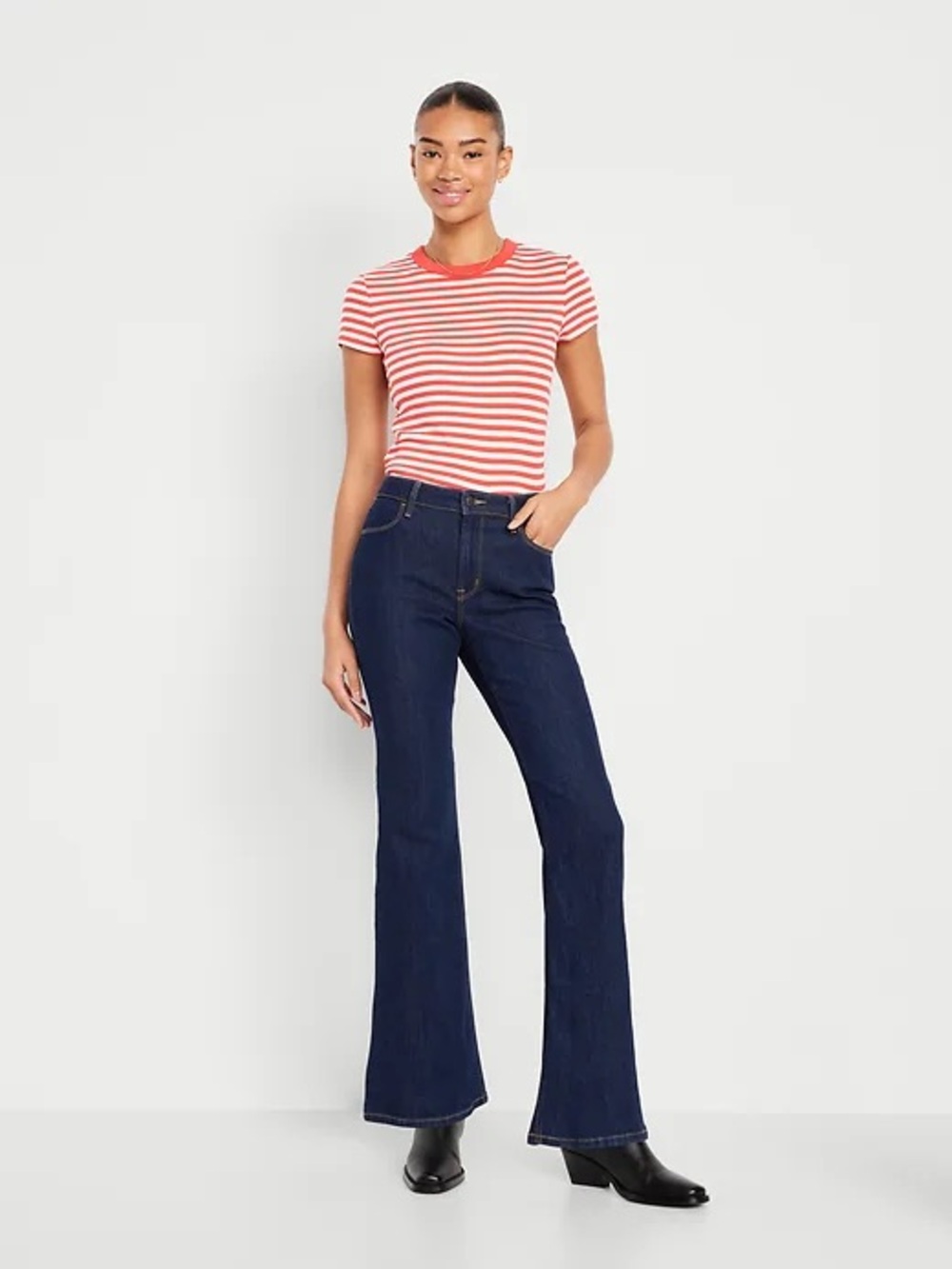 High Rise Wow Flare Dark Blue Denim Jeans Old Navy 8